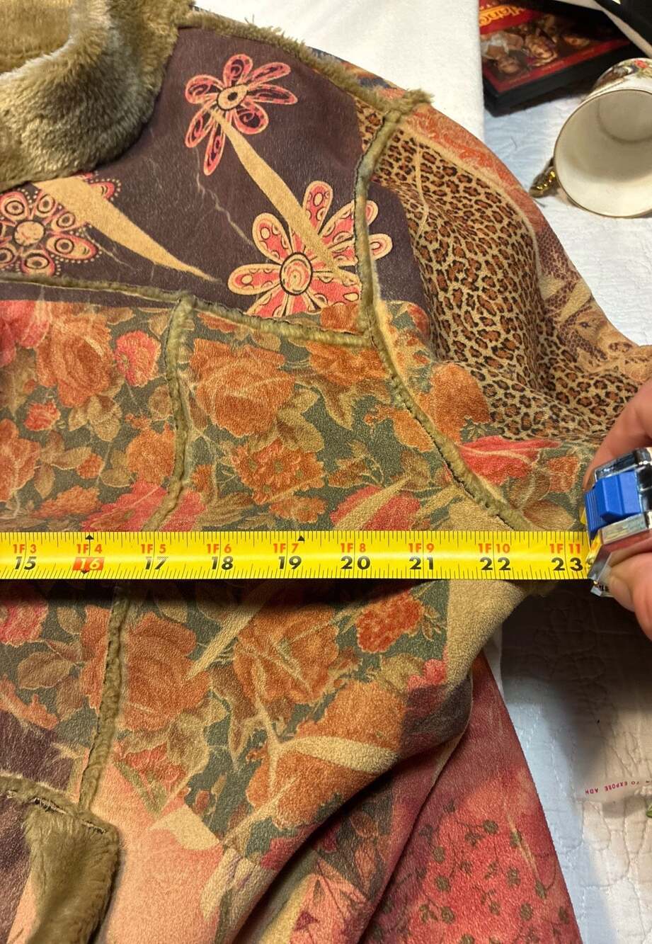 Coldwater Creek Patchwork Faux Suede Fur Lined Jacket Size 2X - Picture 16 of 16